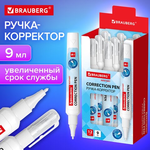 Ручка-корректор с улучшенным пластиковым наконечником BRAUBERG RESTART, 9 мл, 272685 272685 - фото 274967