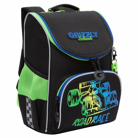 Ранец GRIZZLY анатомическая спинка, с мешком для обуви, для мальчиков, ROAD RACE, 33х25х13 см, RAm-485-2/1 272794 - фото 275029