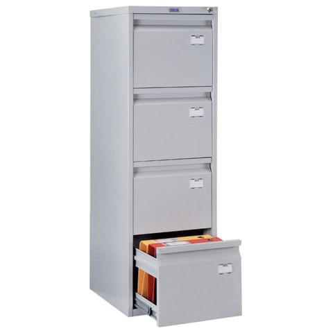 Шкаф картотечный ПРАКТИК A-44 1305х408х485 мм, 4 ящика для 168 подвесных папок, формат папок A4 (БЕЗ ПАПОК) 290700 - фото 275311