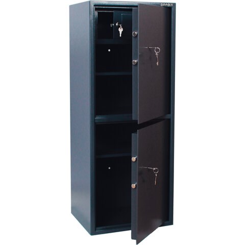 Сейф BRABIX "КМ-1200Т/2", 1200х475х400 мм, 76 кг, 2 отделения, ключевой замок, трейзер, крепление к стене, 291170 291170 - фото 275394