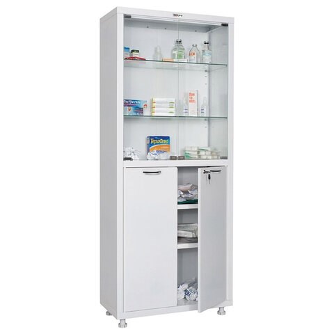 Шкаф медицинский 2-створчатый HILFE "МД 2 1670/SG" 1755х700х320 мм, стекло, белый, S26199203509 291319 - фото 275465