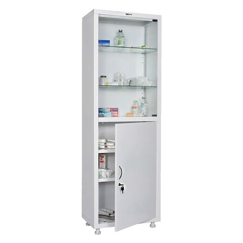 Шкаф медицинский 1-створчатый HILFE "МД 1 1760/SG" 1850х600х400 мм, стекло, белый, S26199204509 291321 - фото 275467
