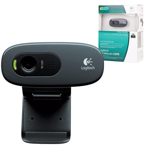 Веб-камера LOGITECH C270, 1/3 Мп, микрофон, USB 2.0, регулируемый крепеж, черная 350834 - фото 275674