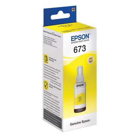 Чернила EPSON 673 (T6734) для СНПЧ Epson L800/L805/L810/L850/L1800, желтые, ОРИГИНАЛЬНЫЕ, C13T67344A/498 361044 - фото 276018