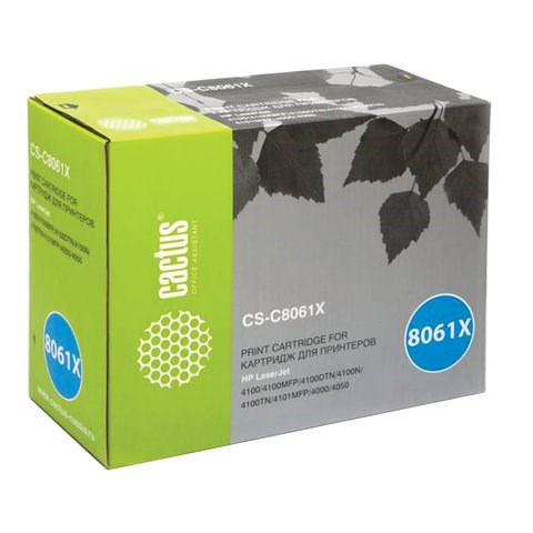 Картридж лазерный CACTUS (CS-C8061X) для HP LaserJet 4100/4100N/4100DTN/4100mfp, ресурс 10000 стр. 362456 - фото 276629