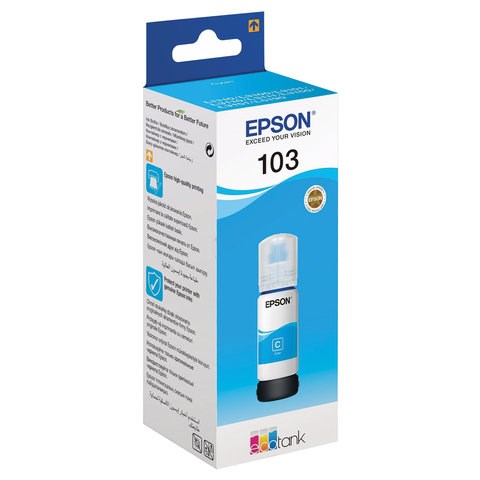 Чернила EPSON 103 (C13T00S24A) для СНПЧ EPSON L3100/L3101/L3110/L3150/L3151/L1110, голубые, ОРИГИНАЛЬНЫЕ 363194 - фото 277031