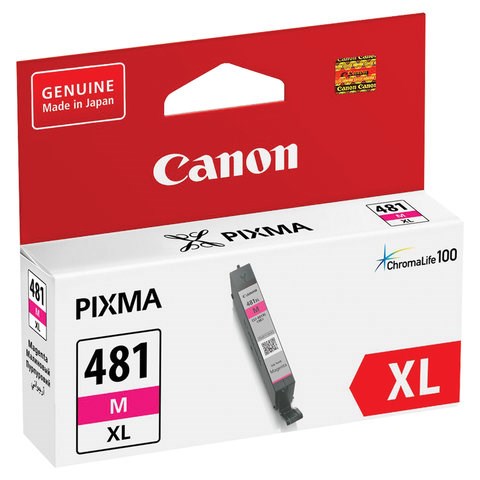 Картридж струйный CANON (CLI-481M XL) для PIXMA TS704 / TS6140, пурпурный, ресурс 474 страницы, оригинальный, 2045C001 363219 - фото 277056