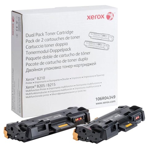Тонер-картридж XEROX (106R04349) для B205/B210/B215, оригинальный, КОМПЛЕКТ 2 шт., ресурс 2х3000 страниц 363327 - фото 277147