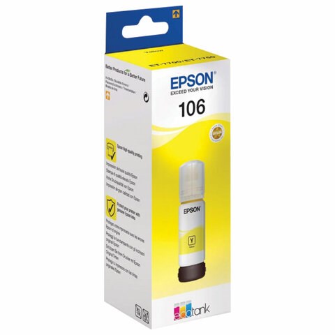 Чернила EPSON 106 (C13T00R440) для СНПЧ L7160/L7180, желтые, ОРИГИНАЛЬНЫЕ 363593 - фото 277373