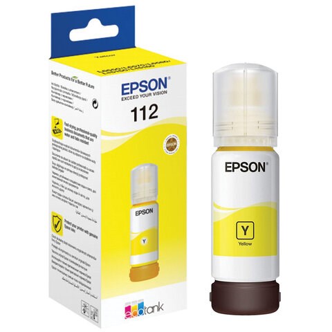 Чернила EPSON 112 (C13T06C44A) для СНПЧ EPSON L11160 /L15150 /L15160 /L6550/L6570, желтые, ОРИГИНАЛЬНЫЕ 363902 - фото 277637
