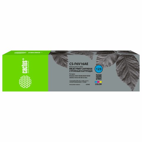 Картридж струйный CACTUS (CS-F6V16AE) для HP Deskjet 2130/2134/2630/3637/3638/3630/3639, цветной 364116 - фото 277759