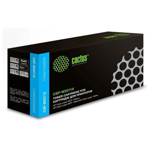 Картридж лазерный CACTUS (CSP-W2071X) для HP Color Laser 150a/150nw/178nw, голубой, ресурс 1300 страниц 364149 - фото 277791