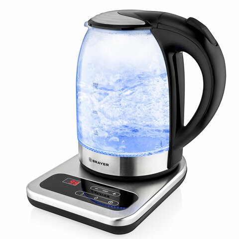 Чайник с терморегулятором BRAYER BR1003, 1,7 л, 2200 Вт, закрытый нагревательный элемент, стекло 456043 - фото 279104