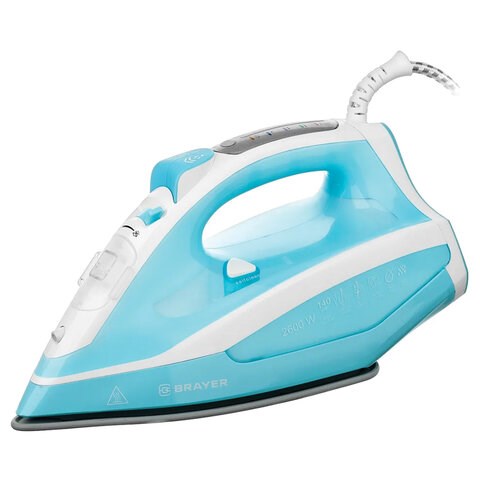 Утюг BRAYER BR4000, 2600 Вт, керамическое покрытие, самоочистка, антикапля, автоотключение, голубой 456106 - фото 279130