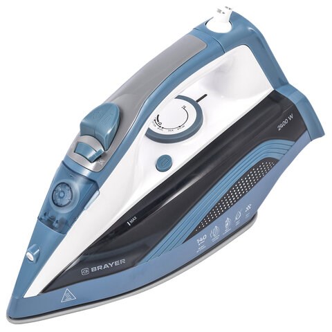 Утюг BRAYER BR4002, 2400 Вт, керамическое покрытие, самоочистка, антикапля, антинакипь, голубой 456108 - фото 279131