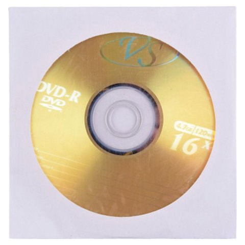 Диск DVD-R VS, 4,7 Gb, 16x, бумажный конверт (1 штука) 511555 - фото 279757