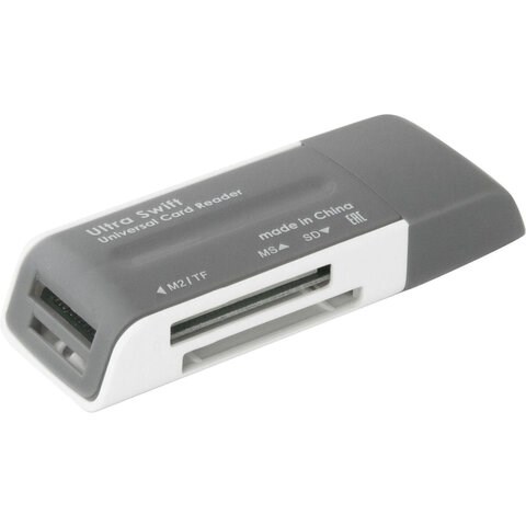 Картридер DEFENDER Ultra Swift, USB 2.0, порты SD, MMC, TF, M2, XD, MS, 83260 512029 - фото 279772