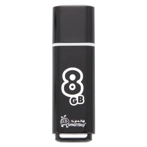 Флеш-диск 8 GB, SMARTBUY Glossy, USB 2.0, черный, SB8GBGS-K 512177 - фото 279778