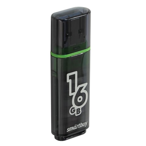 Флеш-диск 16 GB, SMARTBUY Glossy, USB 2.0, черный, SB16GBGS-K 512190 - фото 279788