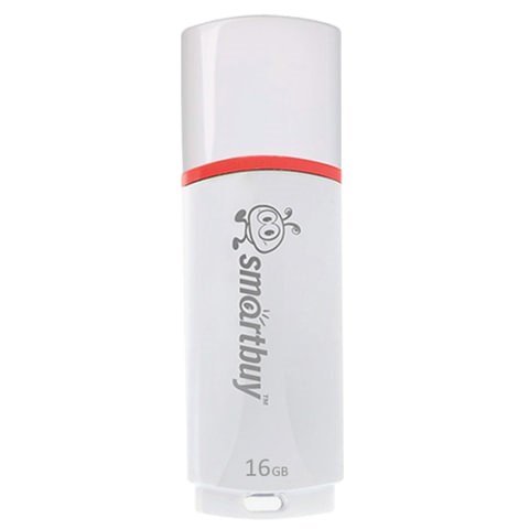 Флеш-диск 16 GB, SMARTBUY Crown, USB 2.0, белый, SB16GBCRW-W 512762 - фото 279833