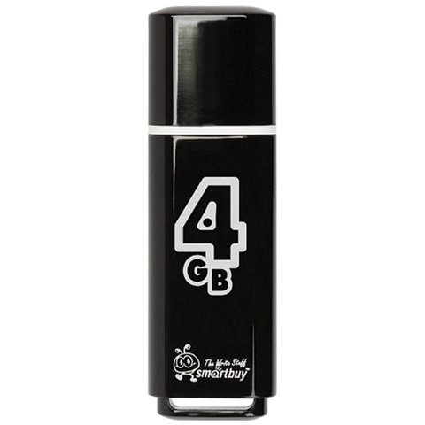 Флеш-диск 4 GB, SMARTBUY Glossy, USB 2.0, черный, SB4GBGS-K 512764 - фото 279835