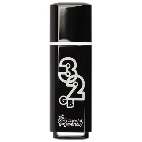 Флеш-диск 32 GB, SMARTBUY Glossy, USB 2.0, черный, SB32GBGS-K 512776 - фото 279842