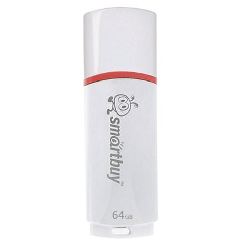 Флеш-диск 64 GB, SMARTBUY Crown, USB 2.0, белый, SB64GBCRW-W 512779 - фото 279843