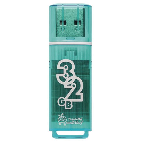 Флеш-диск 32 GB, SMARTBUY Glossy, USB 2.0, зеленый, SB32GBGS-G 512784 - фото 279845