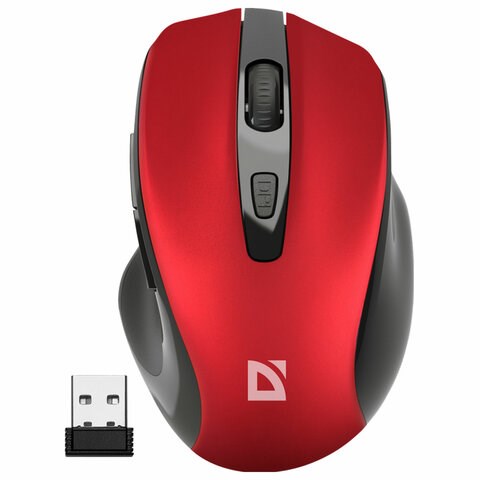 Мышь беспроводная DEFENDER Prime MB-053, USB, 5 кнопок + 1 колесо-кнопка, оптическая, красная, 52052 513821 - фото 280042