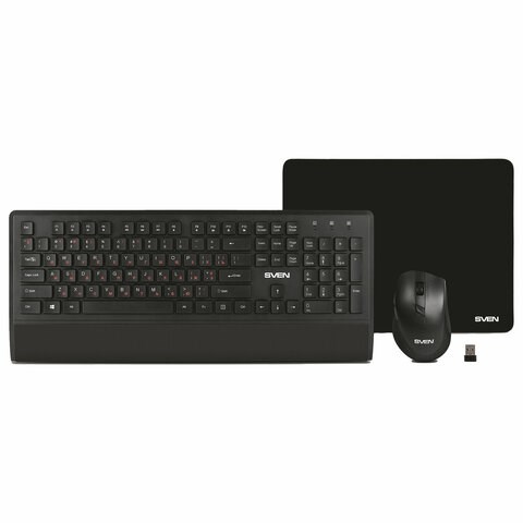 Набор беспроводной SVEN KB-C3800W, клавиатура, мышь 5 кнопок + 1 колесо-кнопка, коврик, SV-017293 513835 - фото 280049