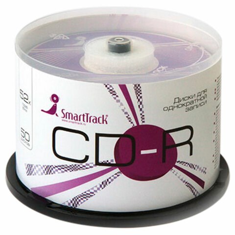 Диски CD-R SMARTTRACK, 700 Мб, 52x, Cake Box (упаковка на шпиле), КОМПЛЕКТ 50 шт., ST000151 513988 - фото 280084
