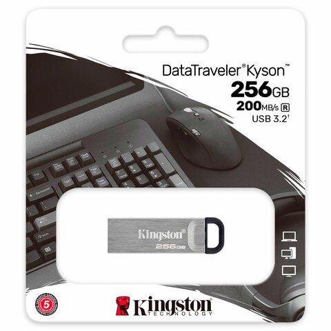 Флеш-диск 256 GB KINGSTON DataTraveler Kyson, разъем USB 3.2, серебряный, DTKN/256GB 514064 - фото 280114