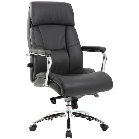 Кресло из натуральной кожи BRABIX PREMIUM Phaeton EX-502, хром, черное, 530882 530882 - фото 280272
