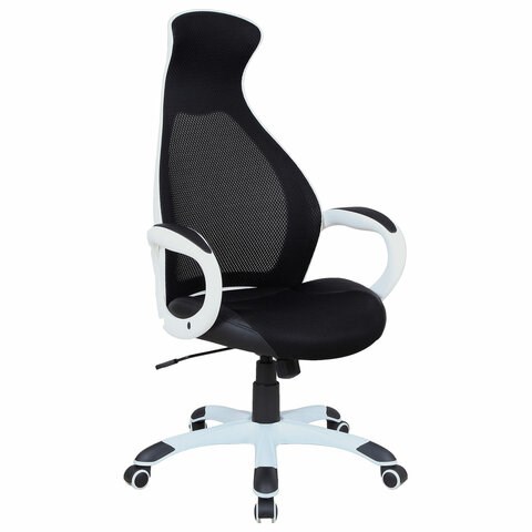 Кресло офисное BRABIX PREMIUM "Genesis EX-517", пластик белый, ткань/экокожа/сетка черная, 531573 531573 - фото 280437