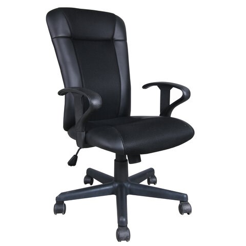 Кресло BRABIX Optima MG-370, с подлокотниками, экокожа/ткань, черное, 531580 531580 - фото 280443