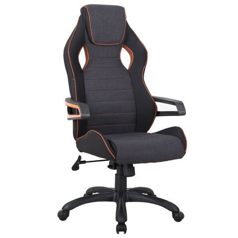 Кресло компьютерное BRABIX "Techno Pro GM-003", ткань, черное/серое, вставки оранжевые, 531813 531813 - фото 280493