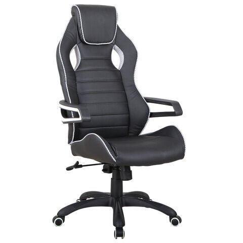 Кресло компьютерное BRABIX "Techno Pro GM-003", экокожа, черное/серое, вставки серые, 531814 531814 - фото 280494
