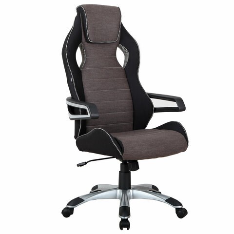 Кресло компьютерное BRABIX "Techno GM-002", ткань, черное/серое, вставки белые, 531815 531815 - фото 280495