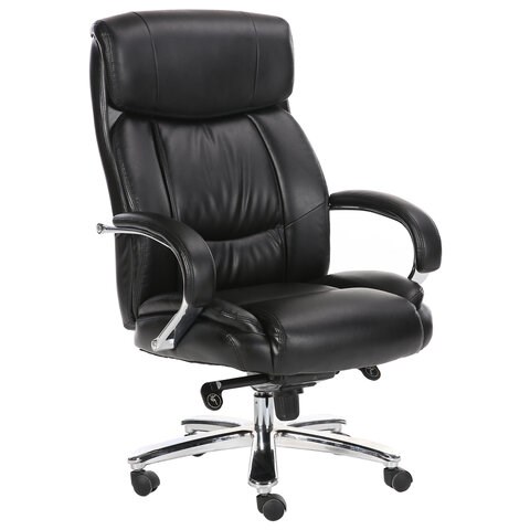 Кресло офисное BRABIX PREMIUM Direct EX-580, хром, рециклированная кожа, черное, 531824 531824 - фото 280504
