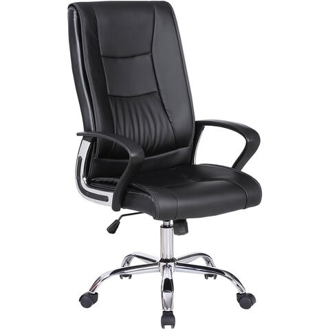Кресло офисное BRABIX Forward EX-570, хром, экокожа, черное, 531837 531837 - фото 280510