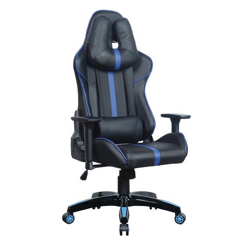 Кресло компьютерное BRABIX GT Carbon GM-120, две подушки, экокожа, черное/синее, 531930 531930 - фото 280550
