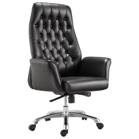 Кресло офисное BRABIX PREMIUM Legacy EX-750, синхромеханизм, алюминий, экокожа, черное, 532492 532492 - фото 280677