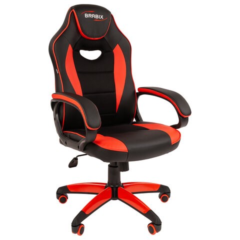 Кресло компьютерное BRABIX "Blaze GM-162", TW/экокожа, черное/красное, 532580, 7083508 532580 - фото 280735