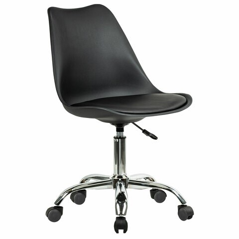 Кресло стул BRABIX "Eames MG-310 CH", хром, пластик черный, экокожа черная, 532925 532925 - фото 280826