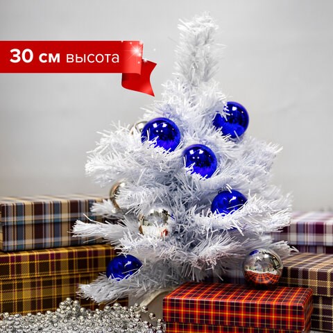 Ель новогодняя искусственная настольная Snow White 30 см, ПВХ, белая, ЗОЛОТАЯ СКАЗКА, 591708 591708 - фото 281028