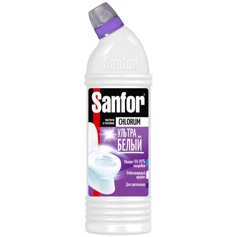 Чистящее средство 750 г, SANFOR Chlorum (Санфор Хлорный), мгновенное отбеливание, гель 601970 - фото 281645