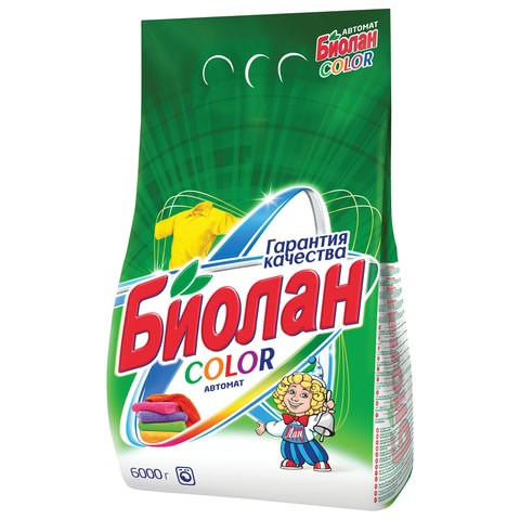 Стиральный порошок-автомат 6 кг, БИОЛАН Color (Нэфис Косметикс) 602067 - фото 281662