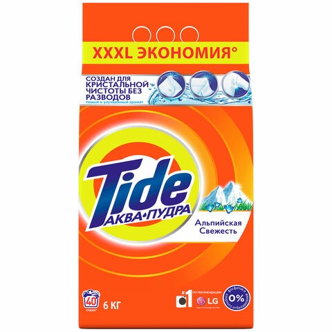 Стиральный порошок-автомат 6 кг, TIDE (Тайд) "Альпийская свежесть", 700271 603159 - фото 281828