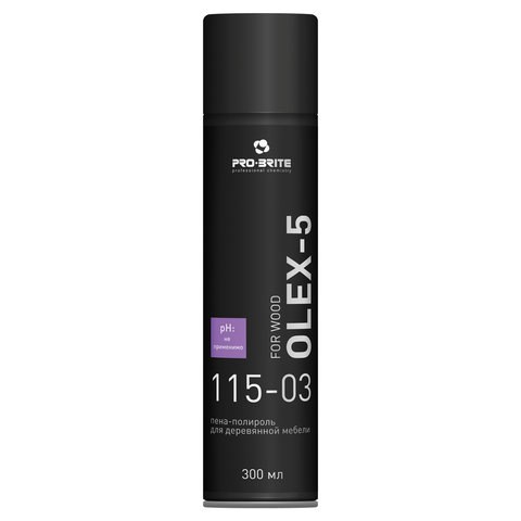 Полироль-пена для мебели 300 мл, PRO-BRITE OLEX-5 For Wood, очищает, придает блеск, аэрозоль, 115-03 605243 - фото 282204