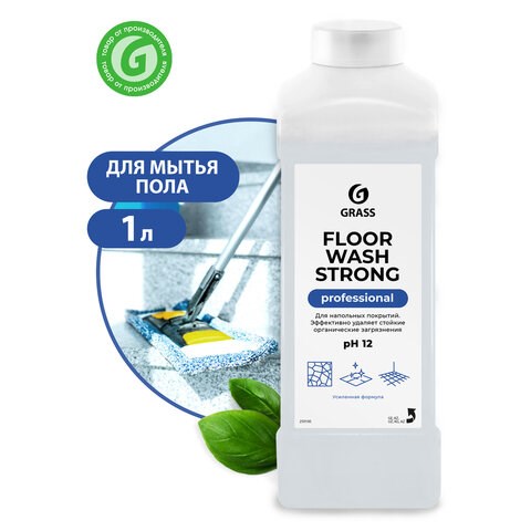 Средство концентрат для машинной и ручной мойки полов 1 л, GRASS FLOOR WASH STRONG, щелочное, 250100 605611 - фото 282339